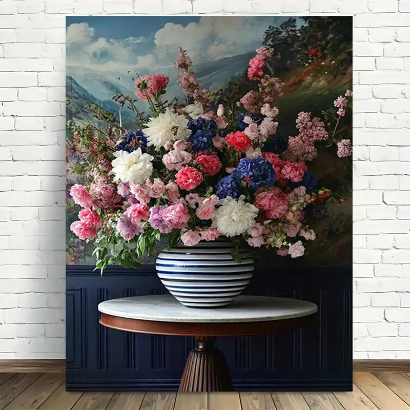 Beautiful Modern Vintage Design with Vibrant Floral 40x60cm Metal Print Ready to Hang - Bella Home Decor