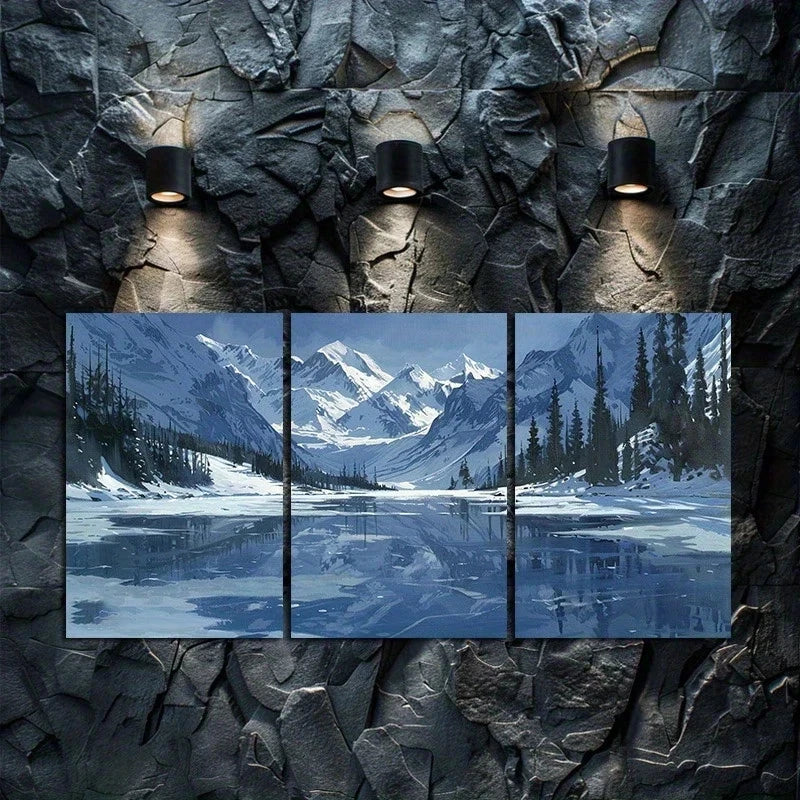 3pcs Frozen Lake At Almaty in Kyrgyzstan Metal Print Ready to Hang Art - Bella Home Decor