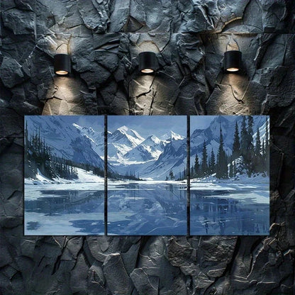 3pcs Frozen Lake At Almaty in Kyrgyzstan Metal Print Ready to Hang Art - Bella Home Decor