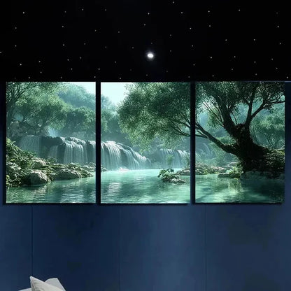 3pcs Green Trees and Clear Water Decoration Wall Art Canvas Unframed – High Quality Print 100% Australian Made Wall Canvas