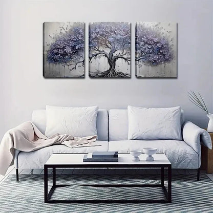 3pcs Blue-Purple Tree Design Abstract Perfect Wall Art Canvas Unframed - High Quality Print 100% Australian Made Wall Canvas - Bella Home Decor
