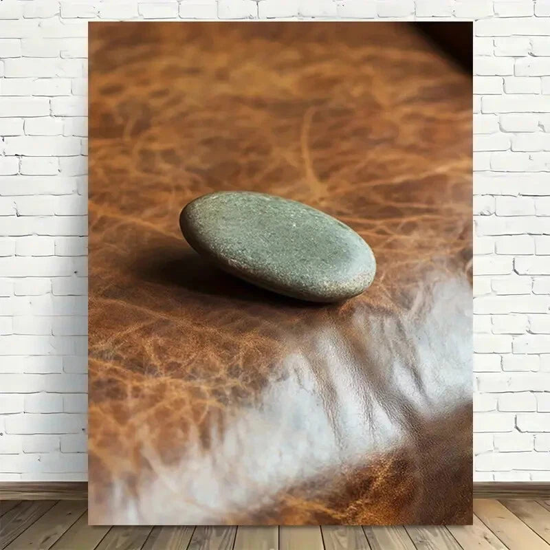 Beautiful Natural Stone & Faux Leather Painting 40x60cm Metal Print Ready to Hang - Bella Home Decor