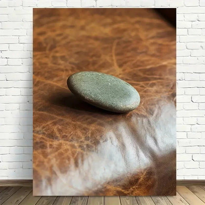 Beautiful Natural Stone & Faux Leather Painting 40x60cm Metal Print Ready to Hang - Bella Home Decor
