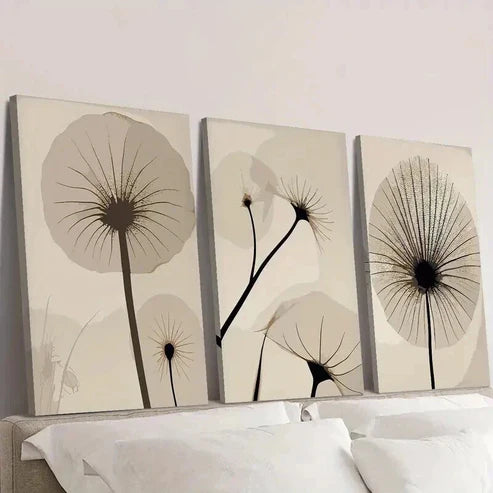 3pcs Botanical Line Floral Orientation Wall Art Set Canvas Unframed - High Quality Print 100% Australian Made Wall Canvas - Bella Home Decor