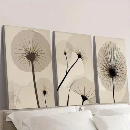 3pcs Botanical Line Floral Orientation Wall Art Set Canvas Unframed - High Quality Print 100% Australian Made Wall Canvas - Bella Home Decor