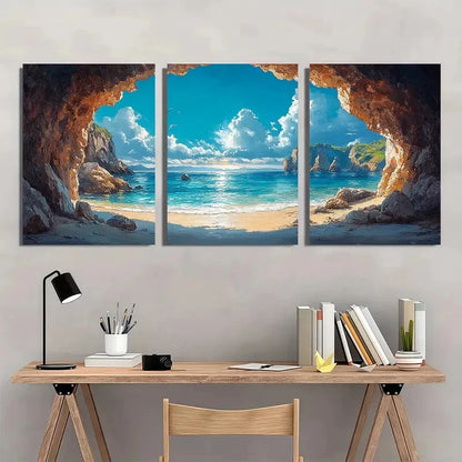 3pcs Coastal Serene Beach & Sunset Scenery Metal Print Ready to Hang Art - Bella Home Decor