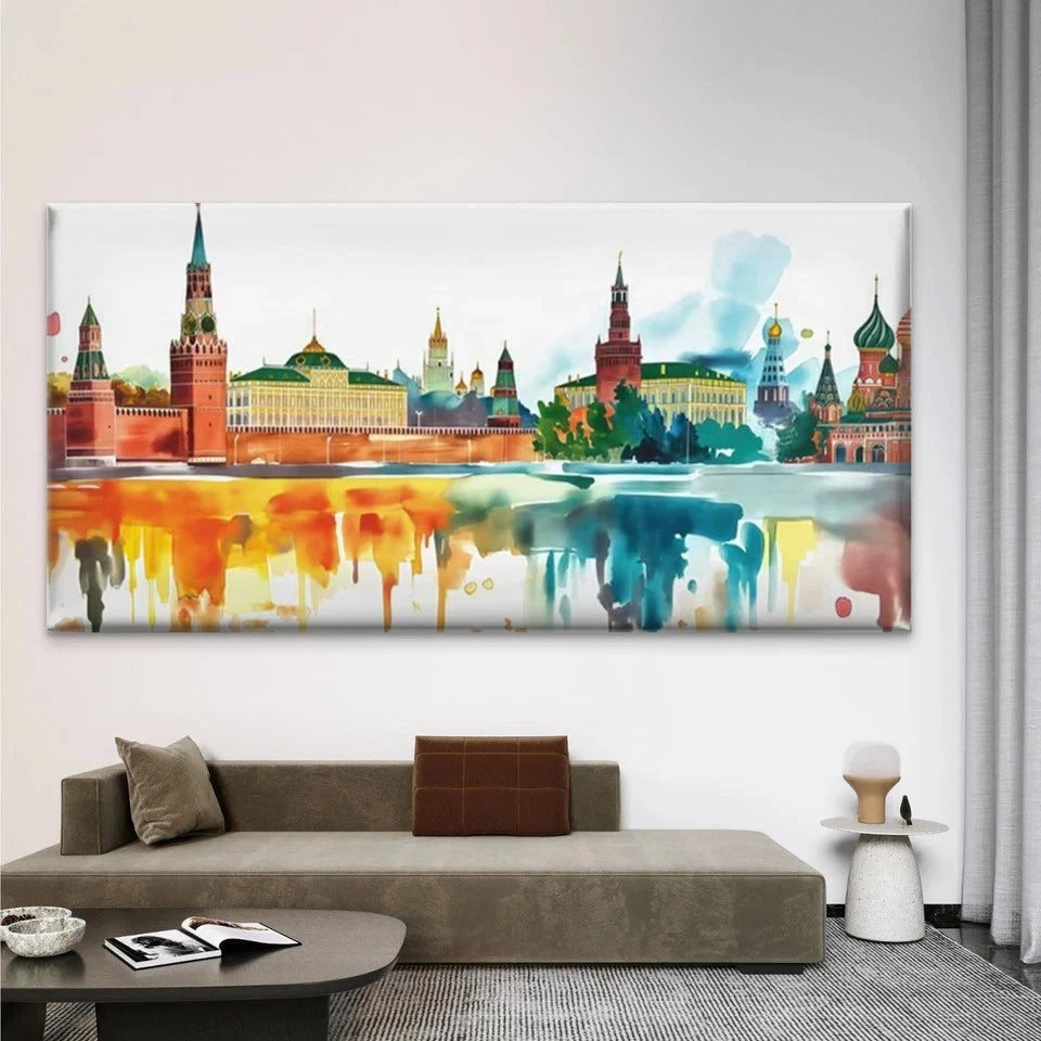 City Skyline Architecture Wall Art Canvas Office Home Room Framed 120x60cm