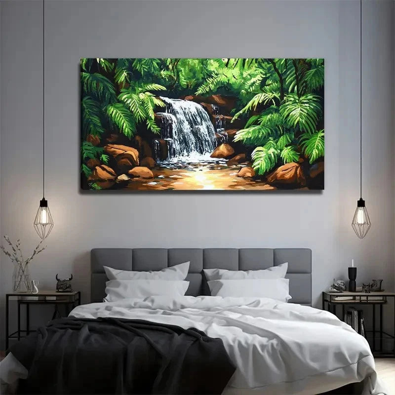 Style Waterfall Landscape Wall Art Canvas Office Home Room Framed 120x60cm