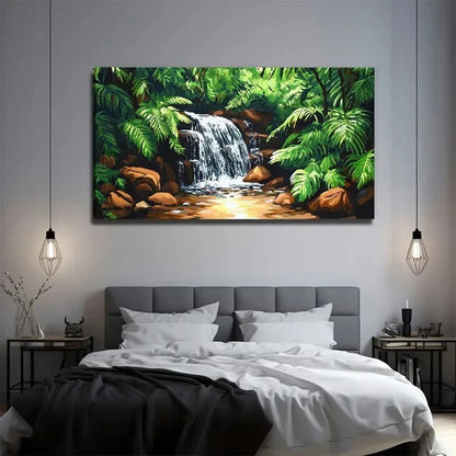 Style Waterfall Landscape Wall Art Canvas Office Home Room Framed 120x60cm
