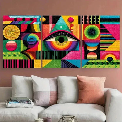 3pcs Geometric Shapes Abstract Perfect Wall Art Set Canvas Unframed - High Quality Print 100% Australian Made Wall Canvas - Bella Home Decor