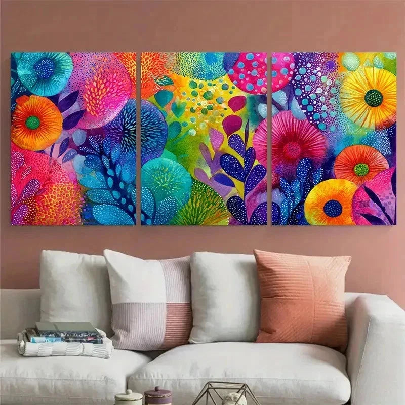 3pcs Colorful Boho Home Decor Perfect Wall Art Set Canvas Framed 40x60cm - High Quality Print 100% Australian Made Wall Canvas Ready to Hang - Bella Home Decor