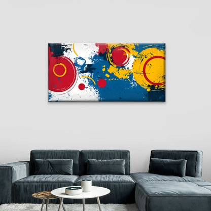 Circle Colourful Abstract Wall Art Canvas Office Home Room Framed 120x60cm