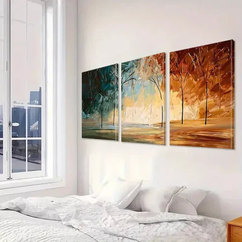 3pcs Vibrant-Colors Fiery-Forest Abstract Art Set Canvas Unframed - High Quality Print 100% Australian Made Wall Canvas