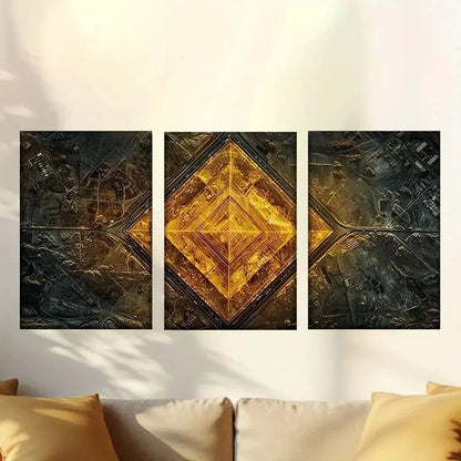 3pcs Magic Egyptian Pyramids Wall Art Set Canvas Framed 40x60cm - High Quality Print 100% Australian Made Wall Canvas Ready to Hang