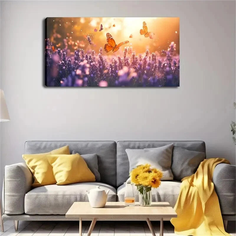 Blooming Lavender Fields Wall Art Canvas Office Home Room Framed 120x60cm - Bella Home Decor