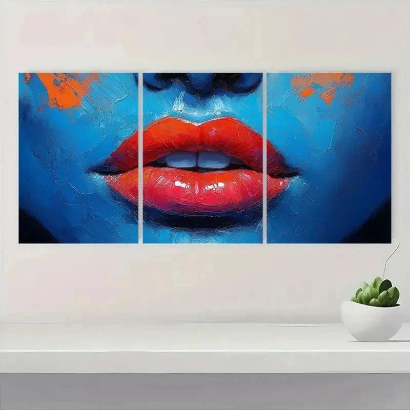 3pcs Bold Lipstick Accents T  Wall Art Set Canvas Framed 50x70cm - High Quality Print 100% Australian Made Wall Canvas Ready to Hang - Bella Home Decor