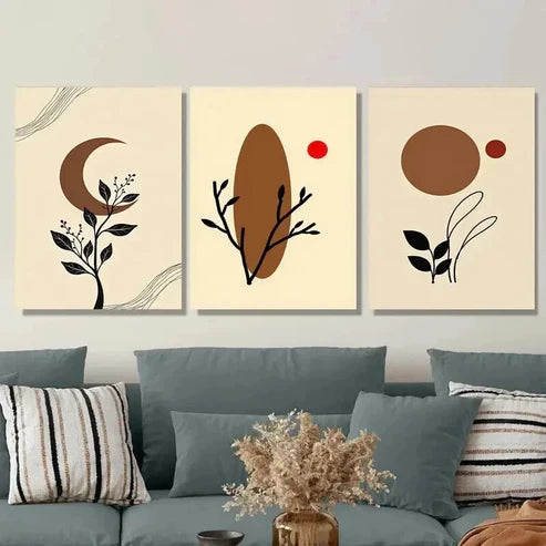 3pcs Modern Abstract Nature Inspired Designs Wall Art Set Canvas Unframed - High Quality Print 100% Australian Made Wall Canvas