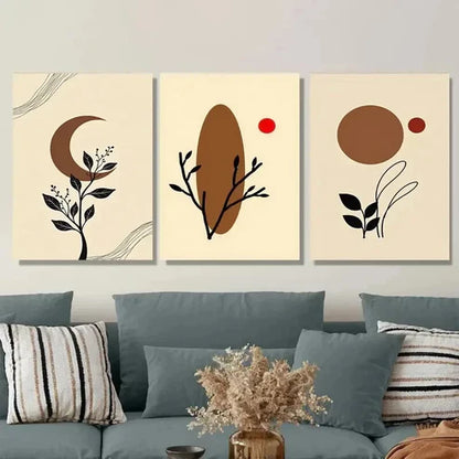3pcs Modern Abstract Nature Inspired Designs Wall Art Set Canvas Unframed - High Quality Print 100% Australian Made Wall Canvas