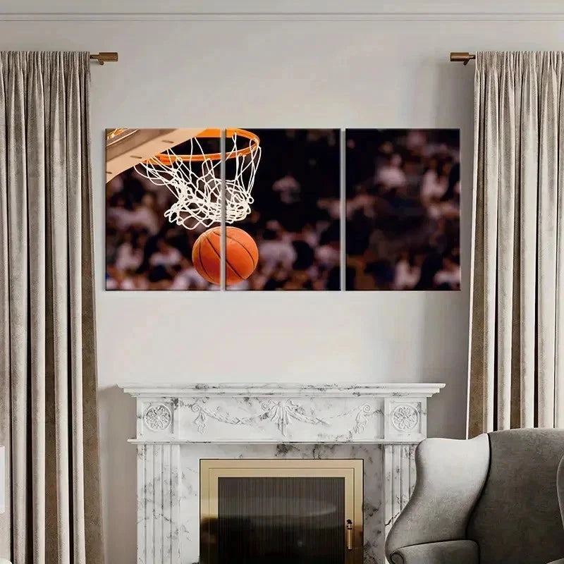 3pcs Basketball & Basketball Hoop Sport Wall Art Set Canvas Framed 40x60cm - High Quality Print 100% Australian Made Wall Canvas Ready to Hang - Bella Home Decor