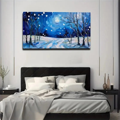 Winter Snowy Night Wall Art Canvas Office Home Room Framed 120x60cm