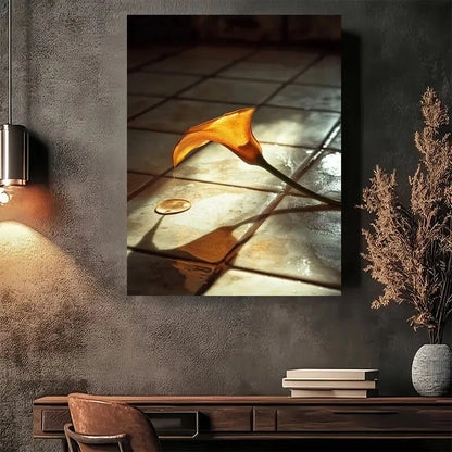 Beautiful Sunlit Petal Drop Modern Painting 40x60cm Metal Print Ready to Hang - Bella Home Decor