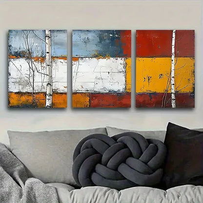 3pcs Birch Tree Abstract Wall Art Set Canvas Unframed - High Quality Print 100% Australian Made Wall Canvas - Bella Home Decor