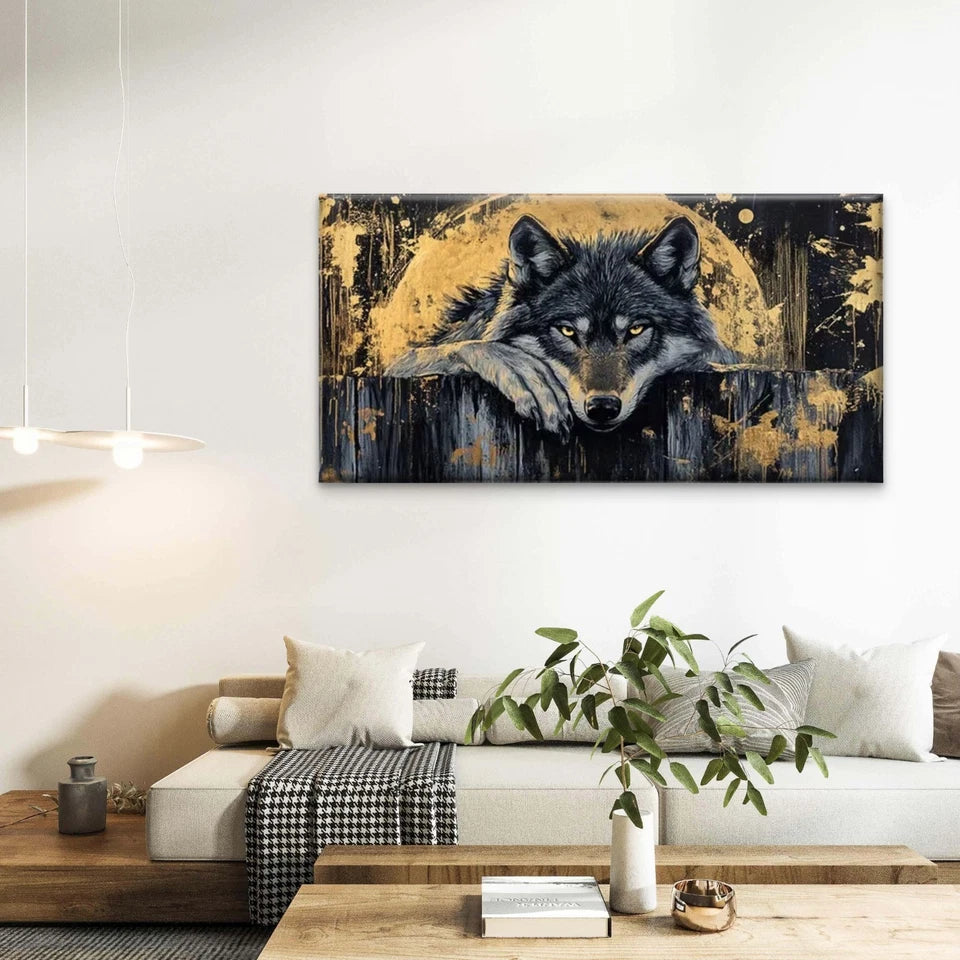 Abstract Wolf Wall Art Canvas Office Home Room Framed 120x60cm