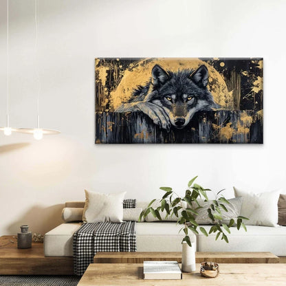 Abstract Wolf Wall Art Canvas Office Home Room Framed 120x60cm