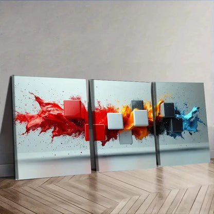 3pcs Black and white cubes Wall Art Set Canvas Framed 40x60cm - High Quality Print 100% Australian Made Wall Canvas Ready to Hang - Bella Home Decor