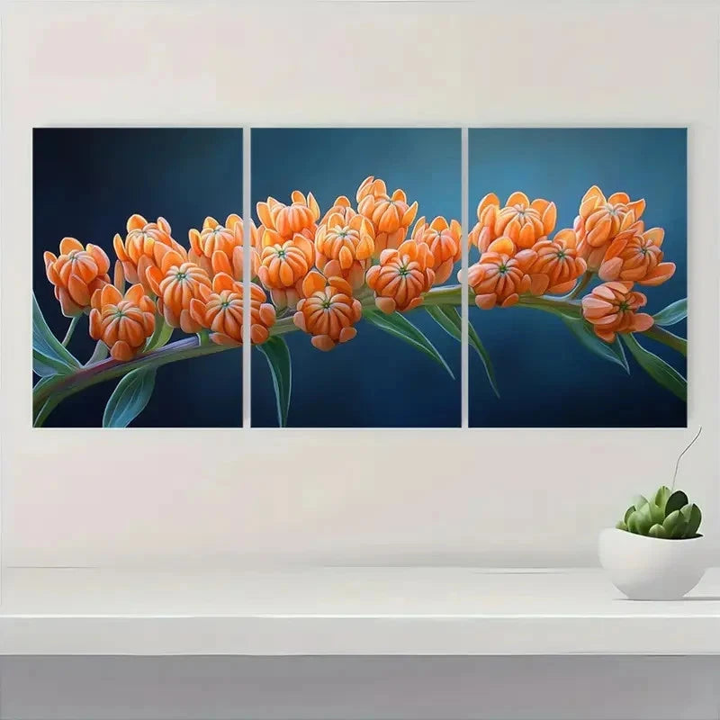 3pcs Orange Butterfly Weed Plant Art   A  Wall Art Set Canvas Framed 60x90cm - High Quality Print 100% Australian Made Wall Canvas Ready to Hang