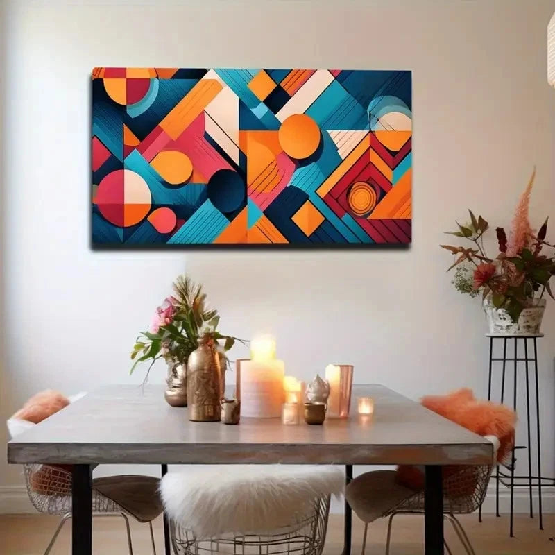 Abstract Geometric Patterns Wall Art Canvas Office Home Room Framed 120x60cm