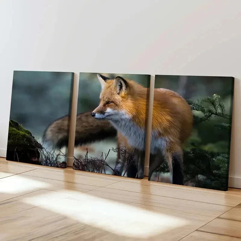 3pcs Vibrant Fox Design Decoration Wall Art Set Canvas Framed 50x70cm - High Quality Print 100% Australian Made Wall Canvas Ready to Hang - Bella Home Decor
