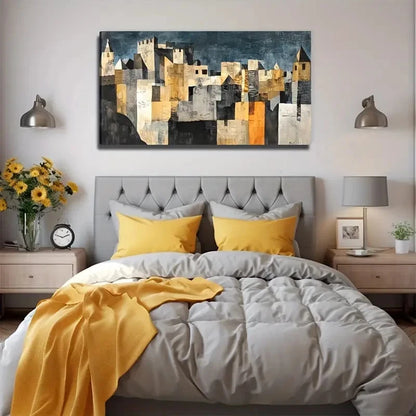 Abstract City Decor Suitable Wall Art Canvas Office Home Room Framed 120x60cm