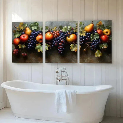 3pcs Classic Still Life Grapes Apple Perfect Wall Art Canvas Unframed - High Quality Print 100% Australian Made Wall Canvas - Bella Home Decor
