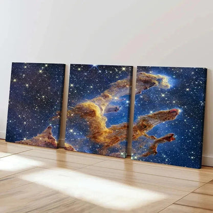 3pcs Space-Themed Cosmic Nebula Decor Wall Art Set Canvas Framed 50x70cm - High Quality Print 100% Australian Made Wall Canvas Ready to Hang - Bella Home Decor