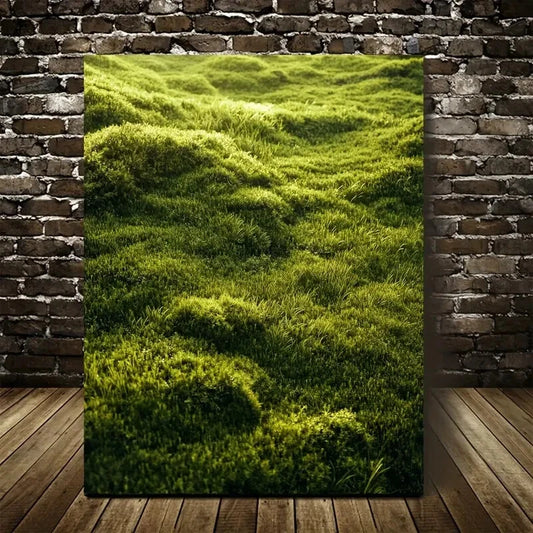 Beautiful Green Moss Grassland Suitable Painting 40x60cm Metal Print Ready to Hang