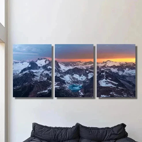 3pcs Natural Landscape with Snow Mountains Wall Art Set Canvas Unframed - High Quality Print 100% Australian Made Wall Canvas