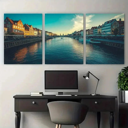3pcs Copenhagen European Danish Perfect Wall Art Set Canvas Framed 50x70cm - High Quality Print 100% Australian Made Wall Canvas Ready to Hang - Bella Home Decor