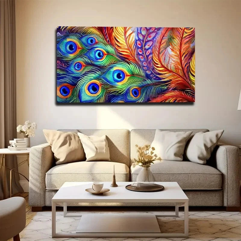 Beautiful Peacock Clothes Wall Art Canvas Office Home Room Framed 120x60cm