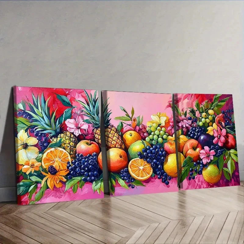 3pcs various fruits Wall Art Set Canvas Framed 40x60cm - High Quality Print 100% Australian Made Wall Canvas Ready to Hang - Bella Home Decor