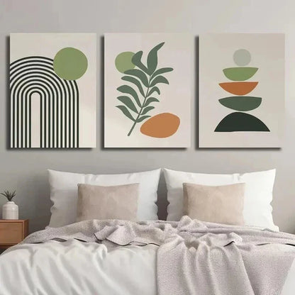 3pcs Boho Style Scandinavian Leaf Wall Art Set Canvas Unframed - High Quality Print 100% Australian Made Wall Canvas - Bella Home Decor