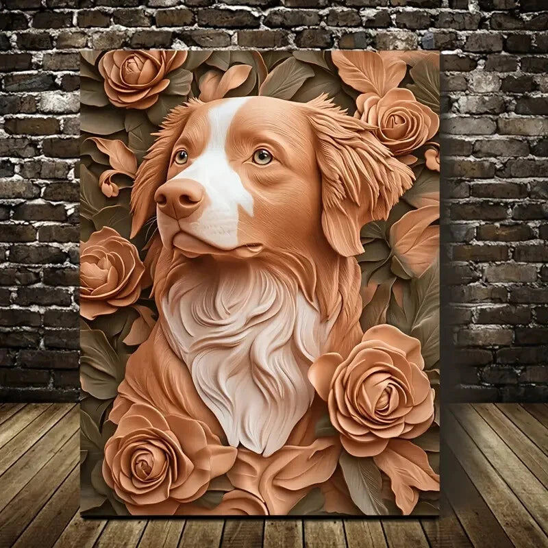 Beautiful Toller Dog Featuring a Digital Painting  40x60cm Metal Print Ready to Hang - Bella Home Decor