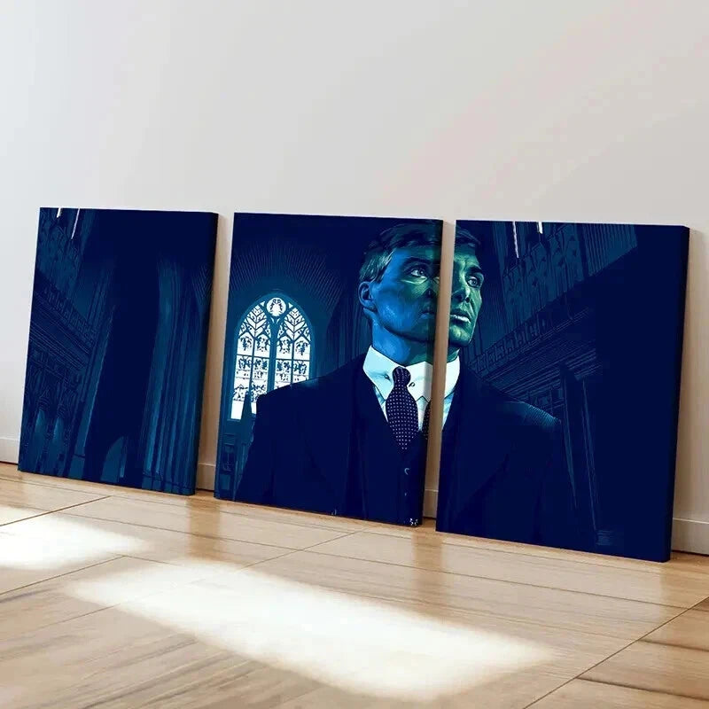 3pcs Thomas Shelby Movie Character Dark Style Wall Art Set Canvas Framed 40x60cm - High Quality Print 100% Australian Made Wall Canvas Ready to Hang - Bella Home Decor
