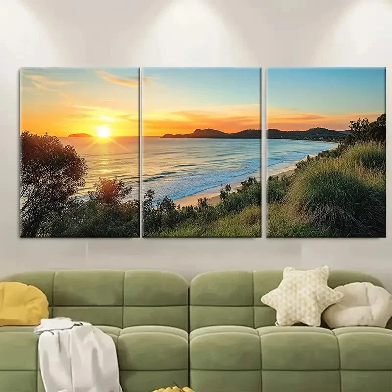 3pcs Byron Bay Travel Print Australia Wall Art Set Canvas Framed 60x90cm - High Quality Print 100% Australian Made Wall Canvas Ready to Hang - Bella Home Decor