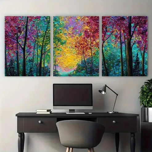 3pcs Large Abstract Sunset Forest Autumn Wall Art Canvas Unframed - High Quality Print 100% Australian Made Wall Canvas