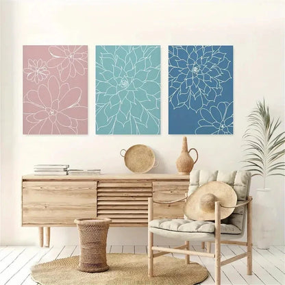 3pcs Cartoon Succulent Botanical Deco Perfect Wall Art Set Canvas Framed 40x60cm - High Quality Print 100% Australian Made Wall Canvas Ready to Hang - Bella Home Decor