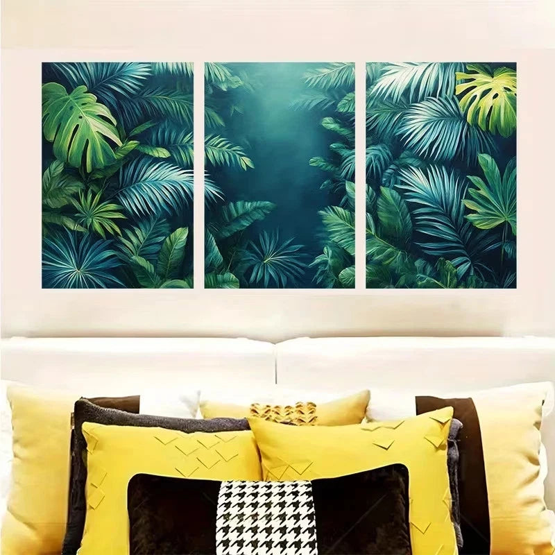 3pcs Botanical Jungle Rainforest Wall Art Set Canvas Framed 50x70cm - High Quality Print 100% Australian Made Wall Canvas Ready to Hang - Bella Home Decor