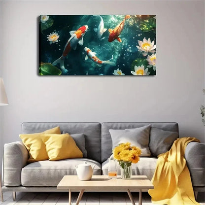 Colorful Koi Swimming The Water Wall Art Canvas Office Home Room Framed 120x60cm
