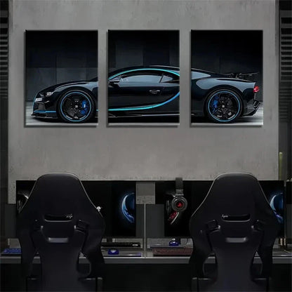 3pcs Supercar Modern Sports Automotive Perfect Wall Art Set Canvas Framed 60x90cm - High Quality Print 100% Australian Made Wall Canvas Ready to Hang