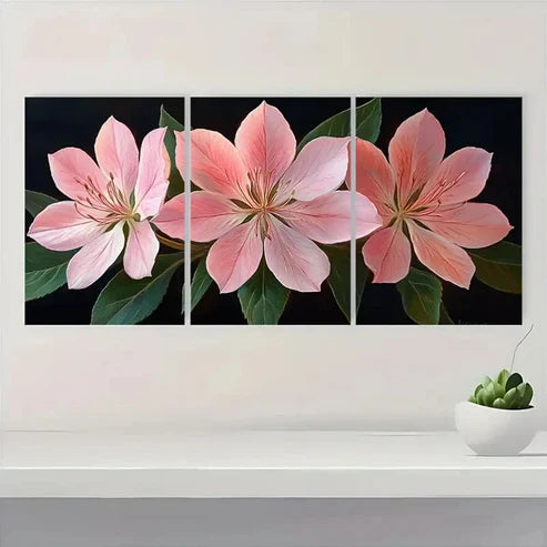3pcs Pink Cleome Flower RY Wall Art Set Canvas Unframed - High Quality Print 100% Australian Made Wall Canvas